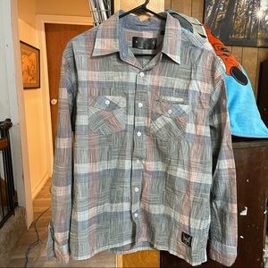 Kinetix Button Up Tee Shirt Top Size L Like New EUC